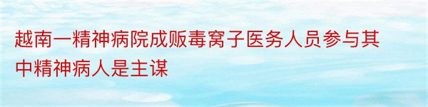 越南一精神病院成贩毒窝子医务人员参与其中精神病人是主谋