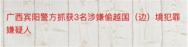 广西宾阳警方抓获3名涉嫌偷越国（边）境犯罪嫌疑人