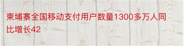 柬埔寨全国移动支付用户数量1300多万人同比增长42