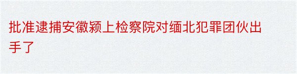 批准逮捕安徽颍上检察院对缅北犯罪团伙出手了