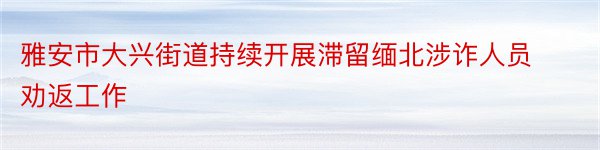 雅安市大兴街道持续开展滞留缅北涉诈人员劝返工作