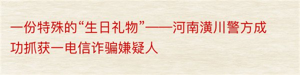 一份特殊的“生日礼物”——河南潢川警方成功抓获一电信诈骗嫌疑人