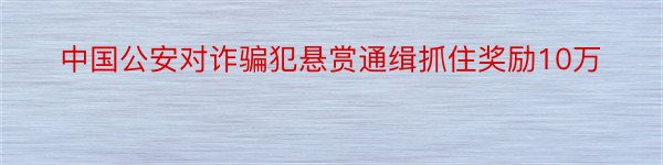 中国公安对诈骗犯悬赏通缉抓住奖励10万