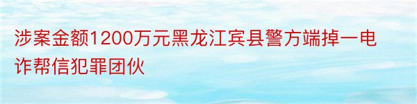 涉案金额1200万元黑龙江宾县警方端掉一电诈帮信犯罪团伙