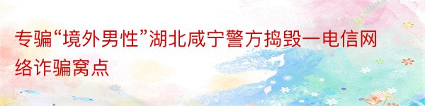 专骗“境外男性”湖北咸宁警方捣毁一电信网络诈骗窝点