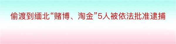 偷渡到缅北“赌博、淘金”5人被依法批准逮捕