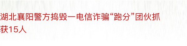 湖北襄阳警方捣毁一电信诈骗“跑分”团伙抓获15人