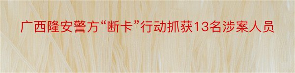 广西隆安警方“断卡”行动抓获13名涉案人员