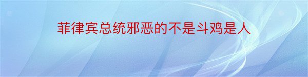 菲律宾总统邪恶的不是斗鸡是人