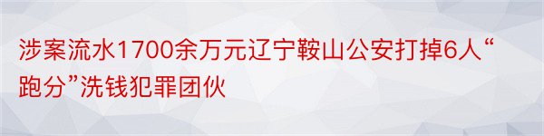 涉案流水1700余万元辽宁鞍山公安打掉6人“跑分”洗钱犯罪团伙