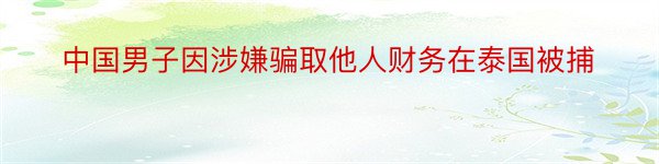 中国男子因涉嫌骗取他人财务在泰国被捕