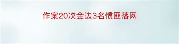 作案20次金边3名惯匪落网