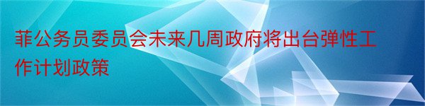 菲公务员委员会未来几周政府将出台弹性工作计划政策