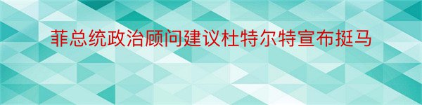 菲总统政治顾问建议杜特尔特宣布挺马