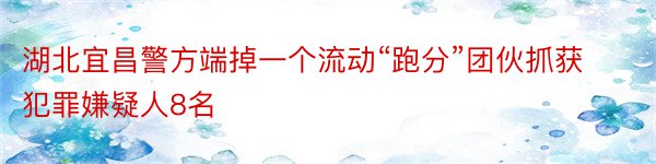 湖北宜昌警方端掉一个流动“跑分”团伙抓获犯罪嫌疑人8名