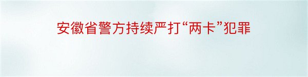 安徽省警方持续严打“两卡”犯罪