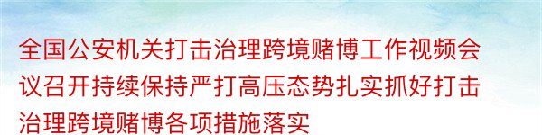 全国公安机关打击治理跨境赌博工作视频会议召开持续保持严打高压态势扎实抓好打击治理跨境赌博各项措施落实