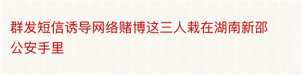 群发短信诱导网络赌博这三人栽在湖南新邵公安手里