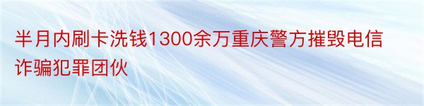 半月内刷卡洗钱1300余万重庆警方摧毁电信诈骗犯罪团伙