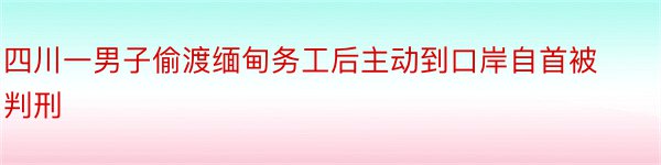 四川一男子偷渡缅甸务工后主动到口岸自首被判刑