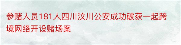 参赌人员181人四川汶川公安成功破获一起跨境网络开设赌场案