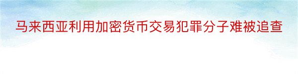 马来西亚利用加密货币交易犯罪分子难被追查