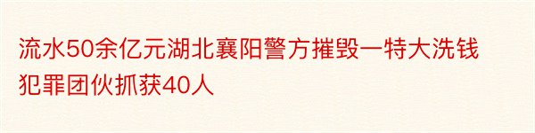 流水50余亿元湖北襄阳警方摧毁一特大洗钱犯罪团伙抓获40人