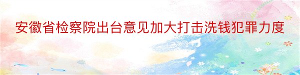 安徽省检察院出台意见加大打击洗钱犯罪力度