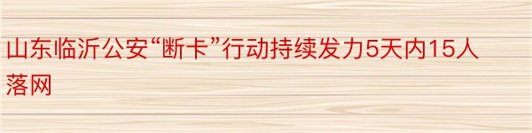 山东临沂公安“断卡”行动持续发力5天内15人落网