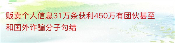 贩卖个人信息31万条获利450万有团伙甚至和国外诈骗分子勾结