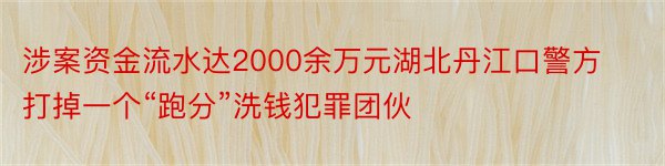 涉案资金流水达2000余万元湖北丹江口警方打掉一个“跑分”洗钱犯罪团伙