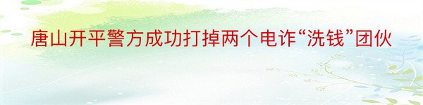 唐山开平警方成功打掉两个电诈“洗钱”团伙