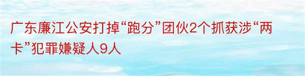 广东廉江公安打掉“跑分”团伙2个抓获涉“两卡”犯罪嫌疑人9人