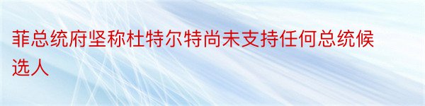 菲总统府坚称杜特尔特尚未支持任何总统候选人