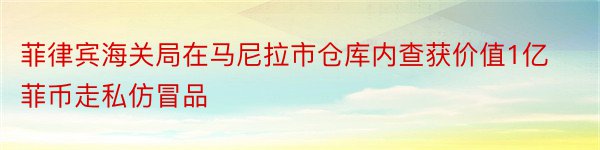 菲律宾海关局在马尼拉市仓库内查获价值1亿菲币走私仿冒品