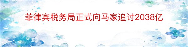 菲律宾税务局正式向马家追讨2038亿