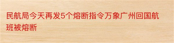 民航局今天再发5个熔断指令万象广州回国航班被熔断