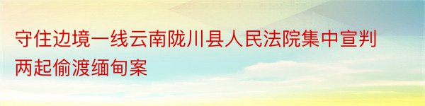 守住边境一线云南陇川县人民法院集中宣判两起偷渡缅甸案