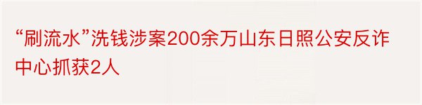 “刷流水”洗钱涉案200余万山东日照公安反诈中心抓获2人