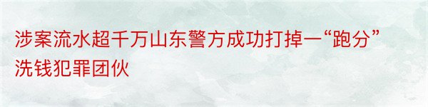 涉案流水超千万山东警方成功打掉一“跑分”洗钱犯罪团伙