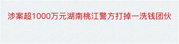 涉案超1000万元湖南桃江警方打掉一洗钱团伙