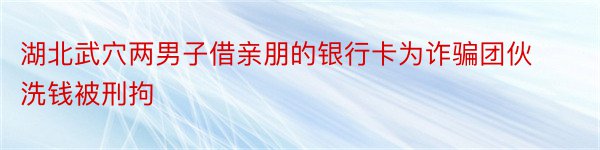 湖北武穴两男子借亲朋的银行卡为诈骗团伙洗钱被刑拘