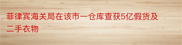 菲律宾海关局在该市一仓库查获5亿假货及二手衣物