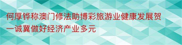 何厚铧称澳门修法助博彩旅游业健康发展贺一诚冀做好经济产业多元