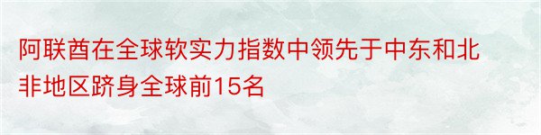 阿联酋在全球软实力指数中领先于中东和北非地区跻身全球前15名