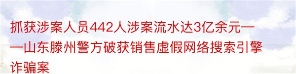 抓获涉案人员442人涉案流水达3亿余元——山东滕州警方破获销售虚假网络搜索引擎诈骗案