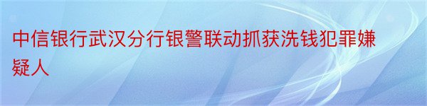 中信银行武汉分行银警联动抓获洗钱犯罪嫌疑人