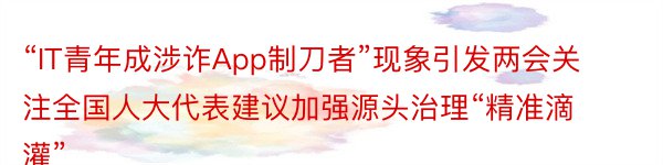 “IT青年成涉诈App制刀者”现象引发两会关注全国人大代表建议加强源头治理“精准滴灌”