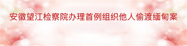 安徽望江检察院办理首例组织他人偷渡缅甸案