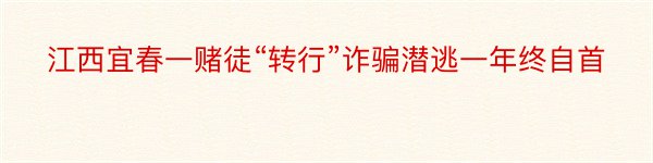 江西宜春一赌徒“转行”诈骗潜逃一年终自首